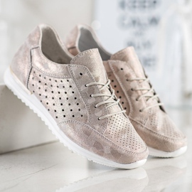 Kylie Sapatos de couro a céu aberto castanho dourado 1