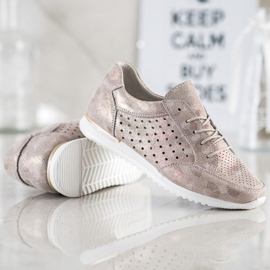 Kylie Sapatos de couro a céu aberto marrom dourado 2