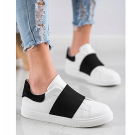 SHELOVET Sapatos deslizantes com elástico branco preto 1
