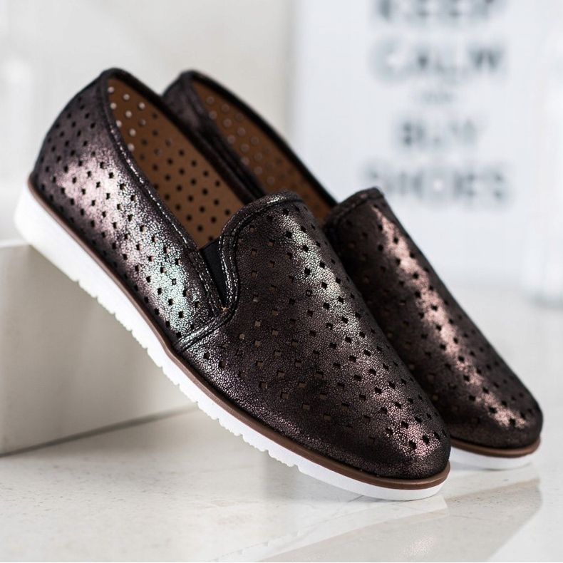 Kylie Slipons brilhantes a céu aberto marrom 1