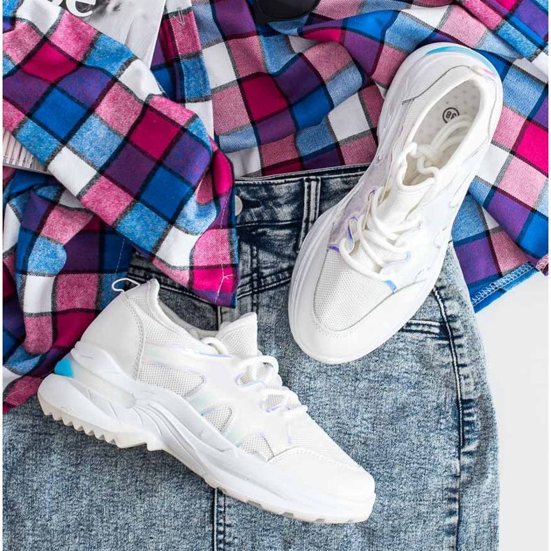 SHELOVET Tênis de primavera com efeito holo branco 1