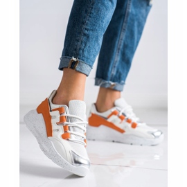 Ideal Shoes Tênis Com Inserção Laranja branco 2