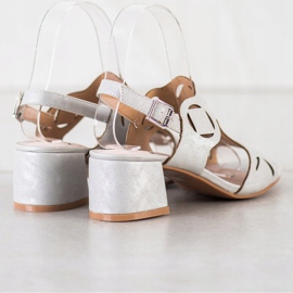 Kylie Sandálias elegantes com padrão perfurado prata 3