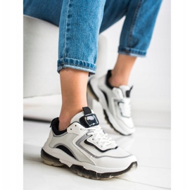 Ideal Shoes Tênis com inserção de brilho branco 1