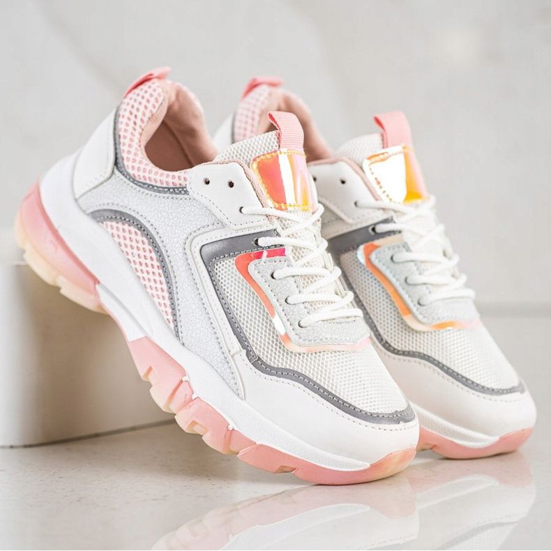 Ideal Shoes Tênis com inserção de brilho branco 2