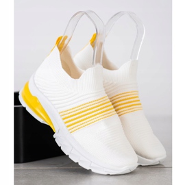 SHELOVET Tênis Spring Openwork branco amarelo 2