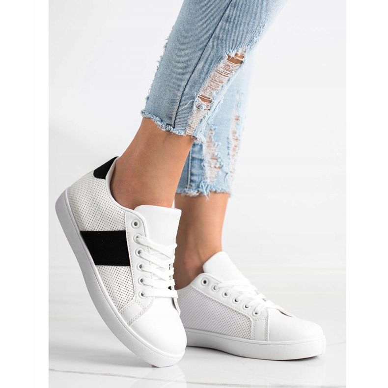 SHELOVET Tênis a céu aberto com couro ecológico branco 1