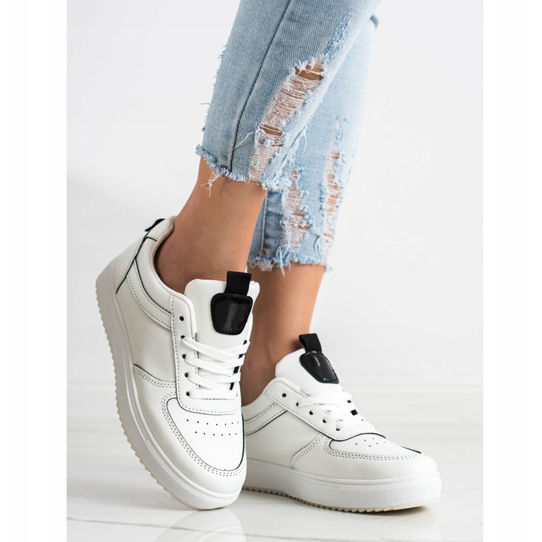 SHELOVET Calçados esportivos feitos de couro ecológico branco 1