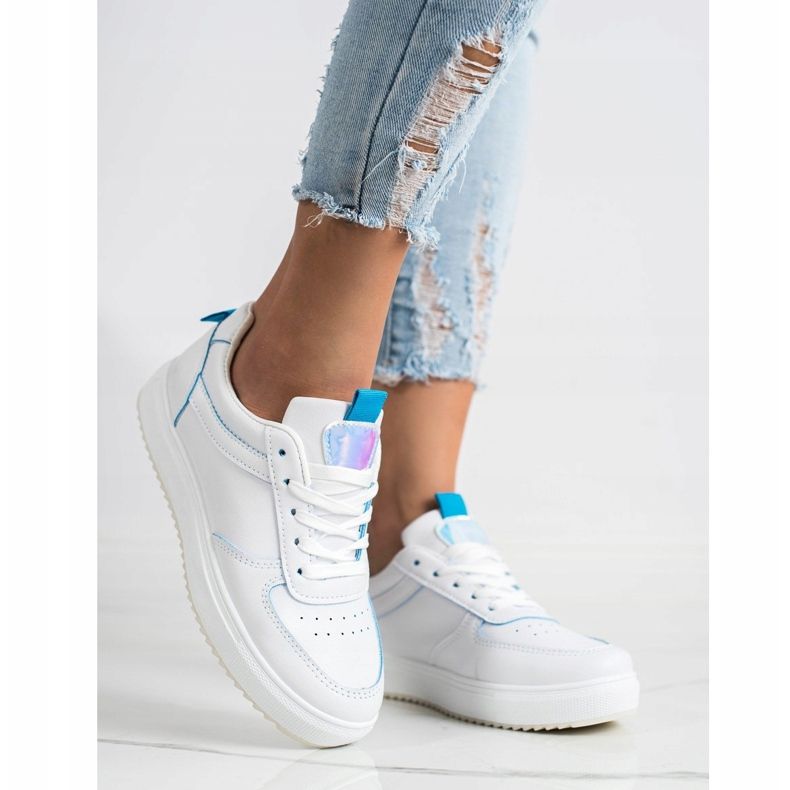 SHELOVET Calçados esportivos feitos de couro ecológico branco 1