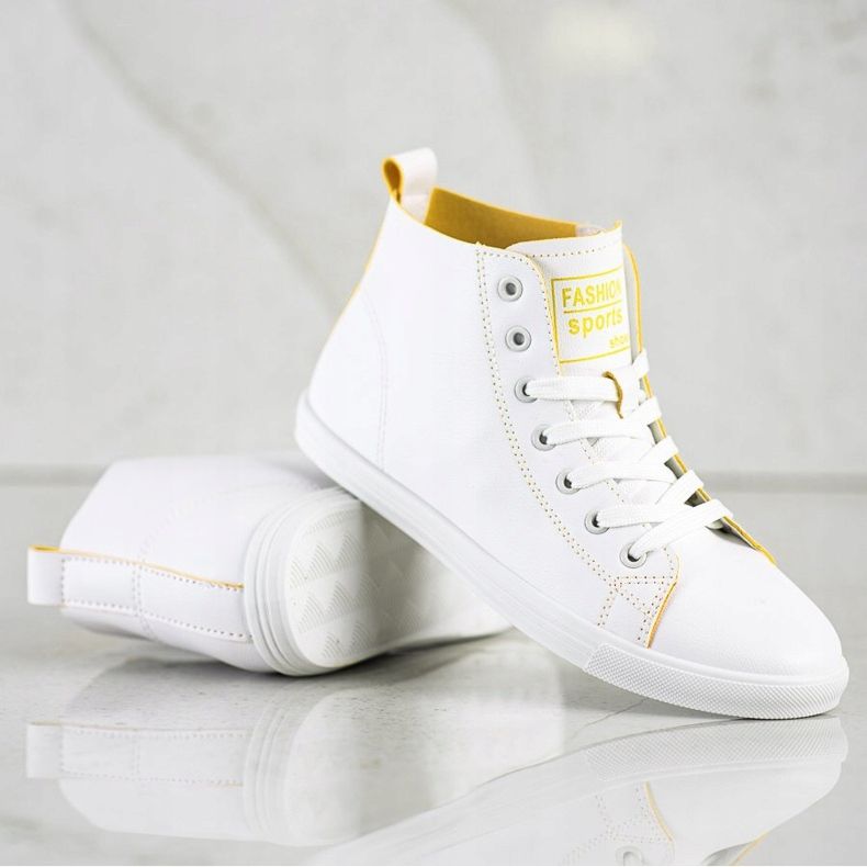 Ideal Shoes Tênis de tênis de alta moda branco 1