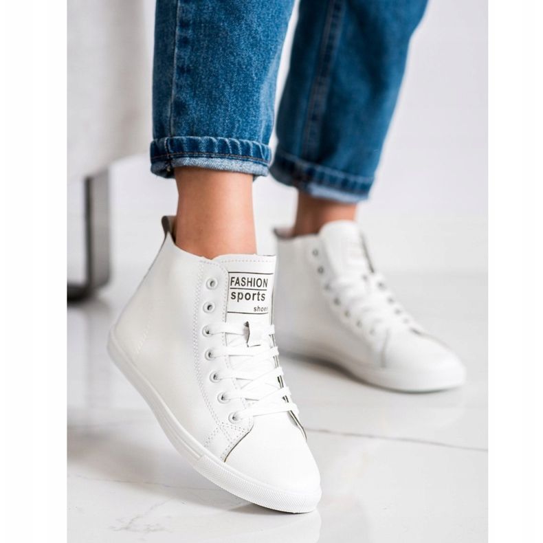 Ideal Shoes Tênis de tênis de alta moda branco 2
