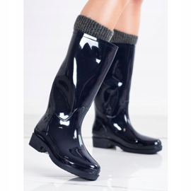 SHELOVET Galochas de alto brilho azul marinho 1