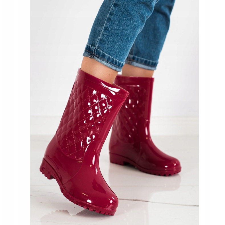 Bona Wellies acolchoados brilhantes vermelho 1