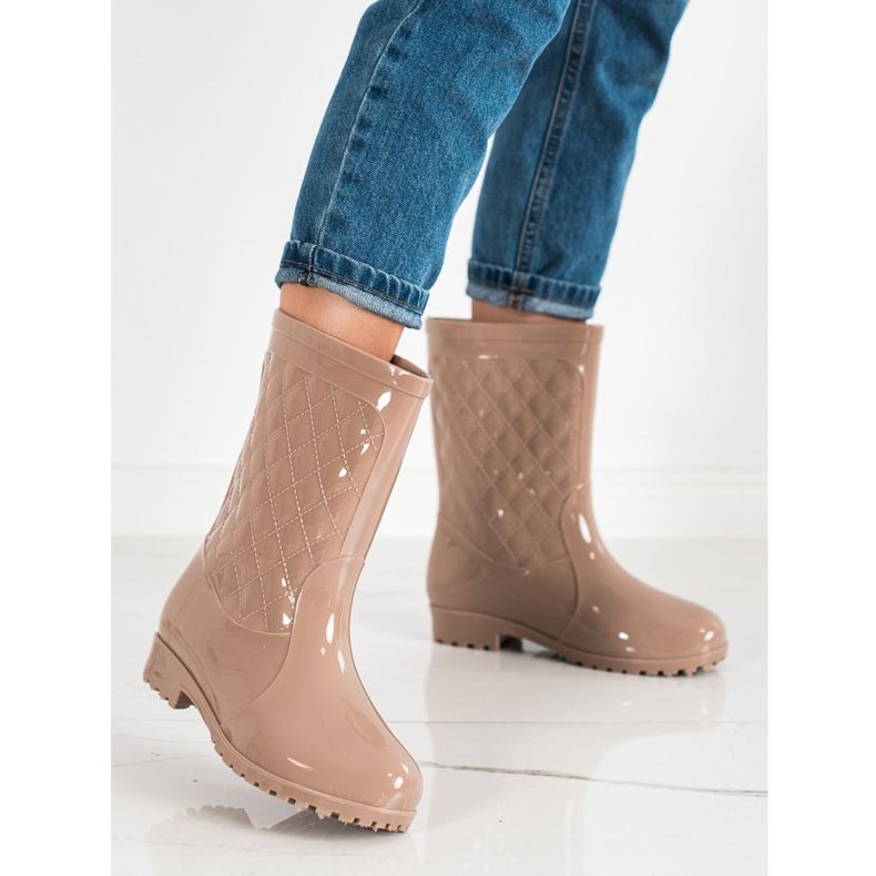 Bona Wellies acolchoados brilhantes bege 1