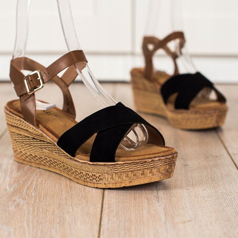 S. BARSKI Sandals Na Koturnie S.BARSKI castanho preto 1