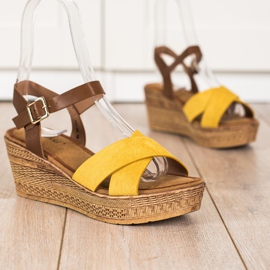 S. BARSKI Sandals Na Koturnie S.BARSKI marrom amarelo 1
