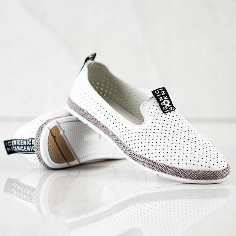 Filippo Slipons de couro casual branco 1