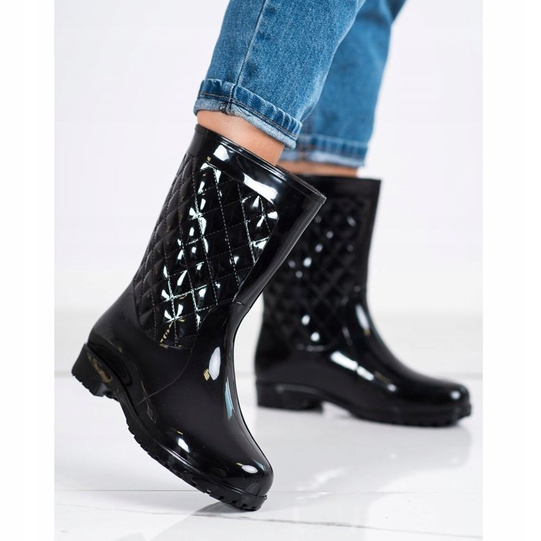 SHELOVET Wellies acolchoados elegantes preto 2