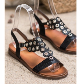 Sergio Leone Sandálias Elegantes Com Zircônia Cúbica preto 1