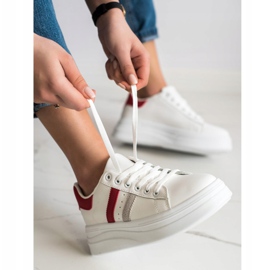 SHELOVET Tênis com inserções de camurça branco 2