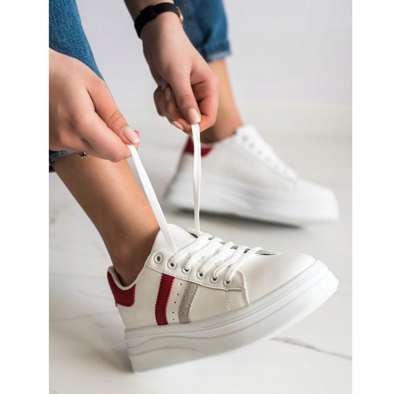 SHELOVET Tênis com inserções de camurça branco 2