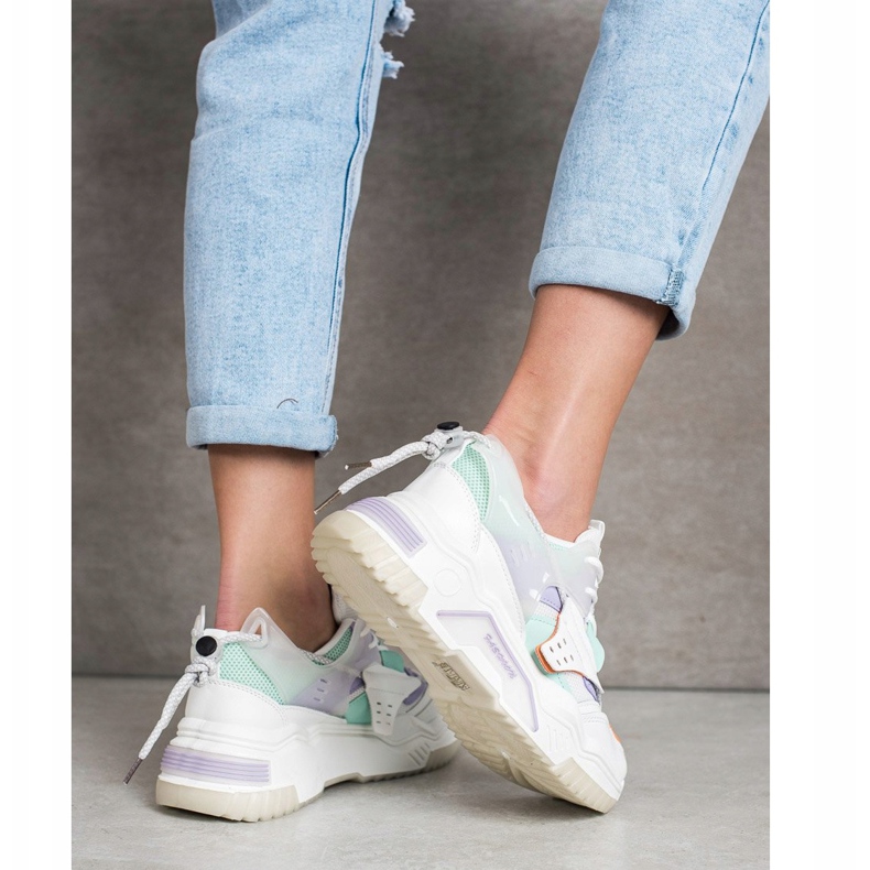 SHELOVET Tênis coloridos da moda branco multicolorido 2