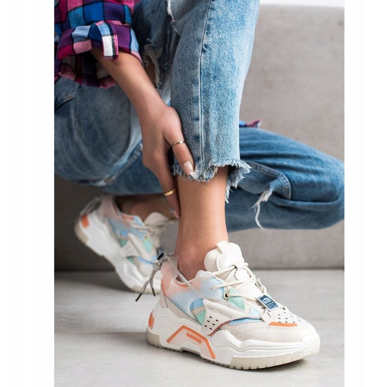SHELOVET Tênis coloridos da moda bege multicolorido 1