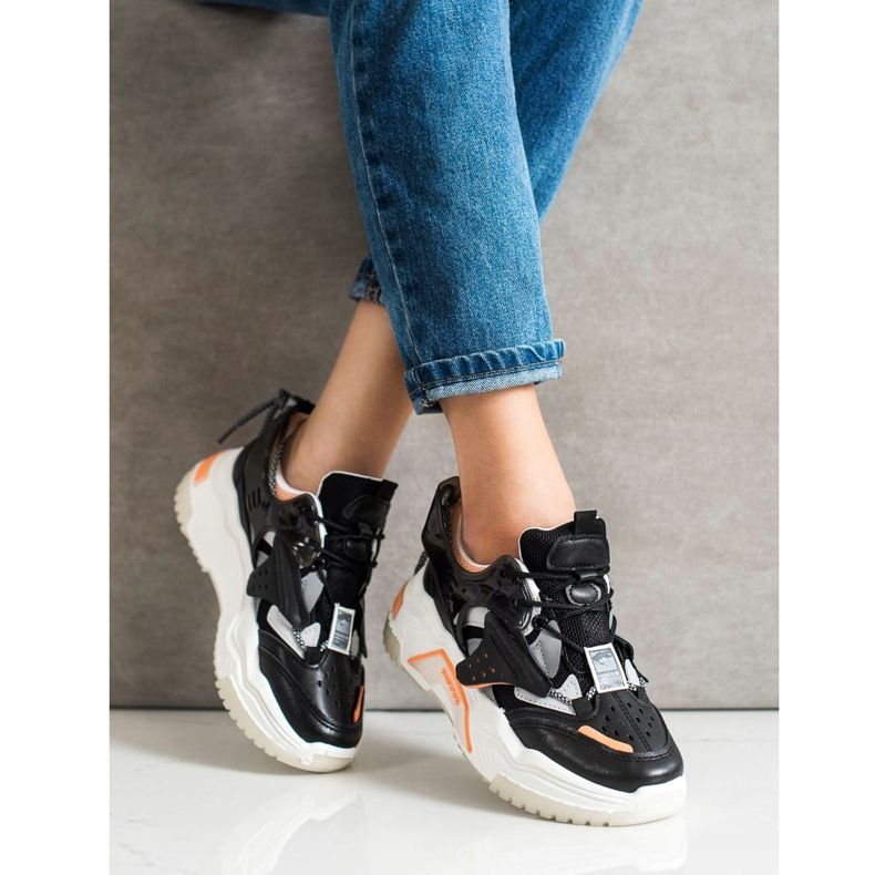 SHELOVET Tênis coloridos da moda preto multicolorido 1