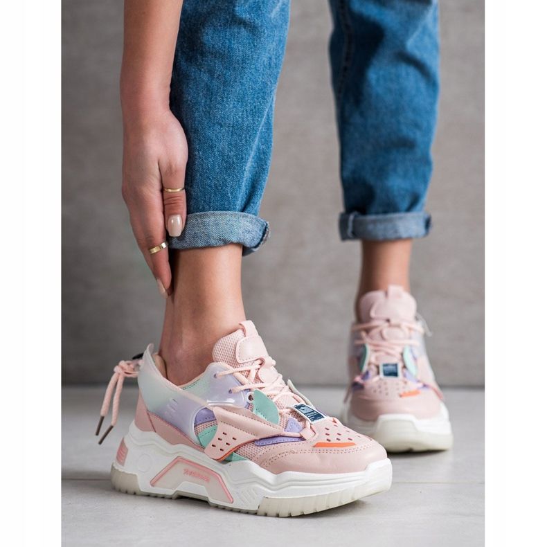 SHELOVET Tênis coloridos da moda rosa multicolorido 1