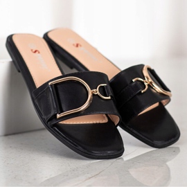 Seastar Chinelos Elegantes Com Ornamento preto 1