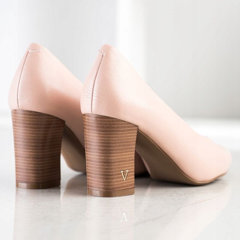 Bombas com couro ecológico VINCEZA rosa 1