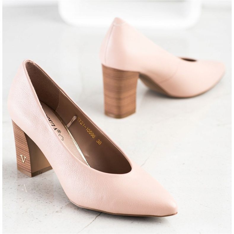 Bombas com couro ecológico VINCEZA rosa 2