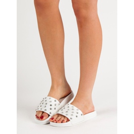 SHELOVET Chinelos femininos confortáveis branco 2