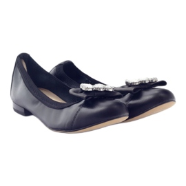 Ballerinas femininas com um arco e cristais 1402 Gamis preto 4