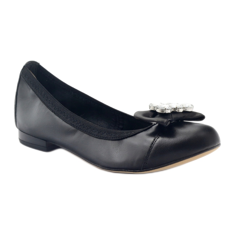 Ballerinas femininas com um arco e cristais 1402 Gamis preto 1
