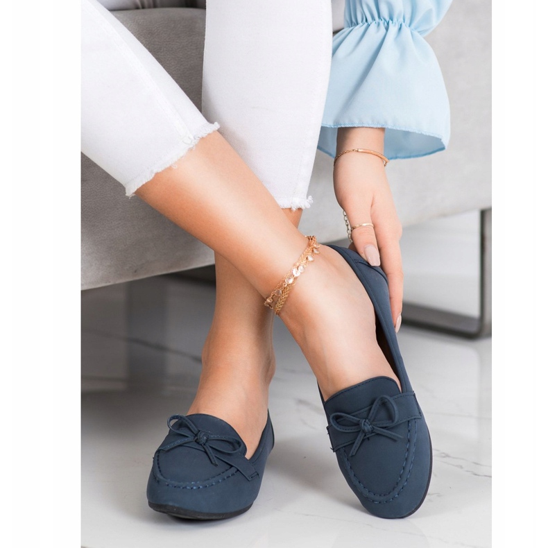 Diamantique Mocassins de couro ecológico azul 2