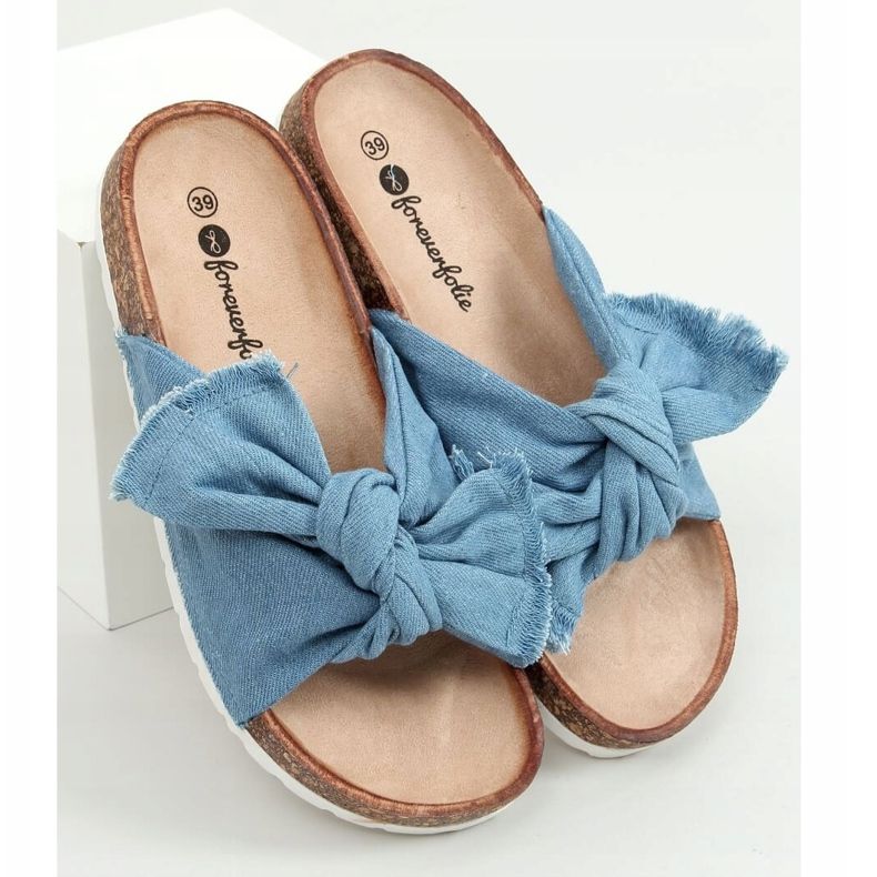 Chinelos de cortiça de algodão azul WS11 L.BLUE 1 Chinelos de cortiça de algodão azul WS11 L.BLUE 1