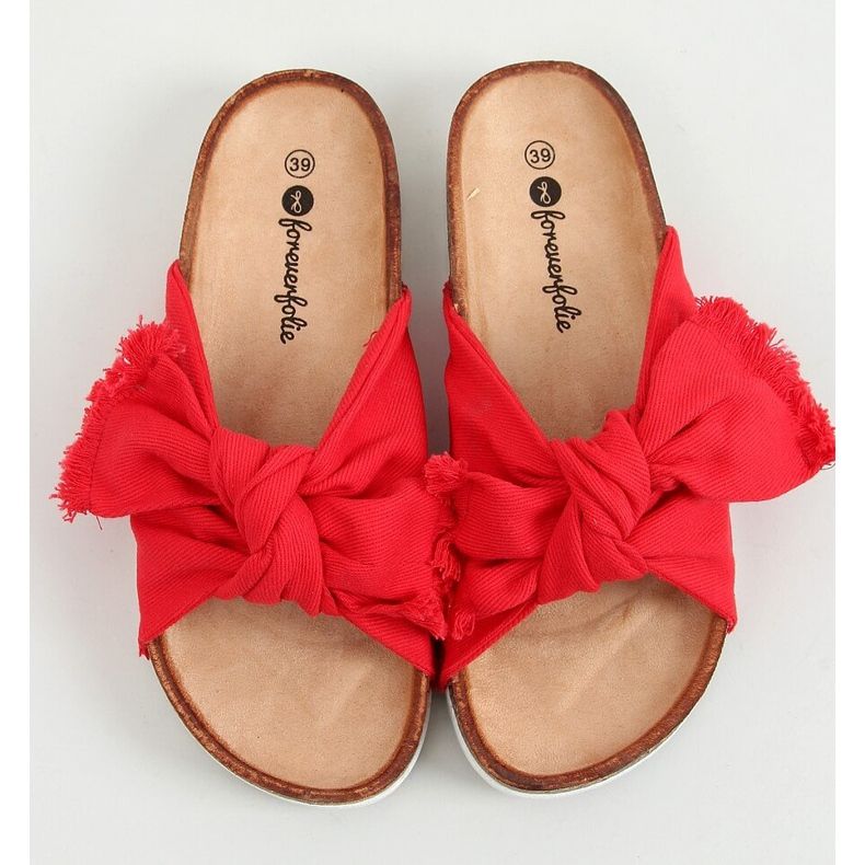 Chinelos vermelhos de algodão vermelho WS11 vermelhos 1