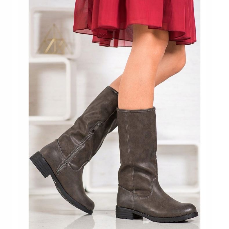 SDS Botas confortáveis ​​com couro ecológico marrom 1