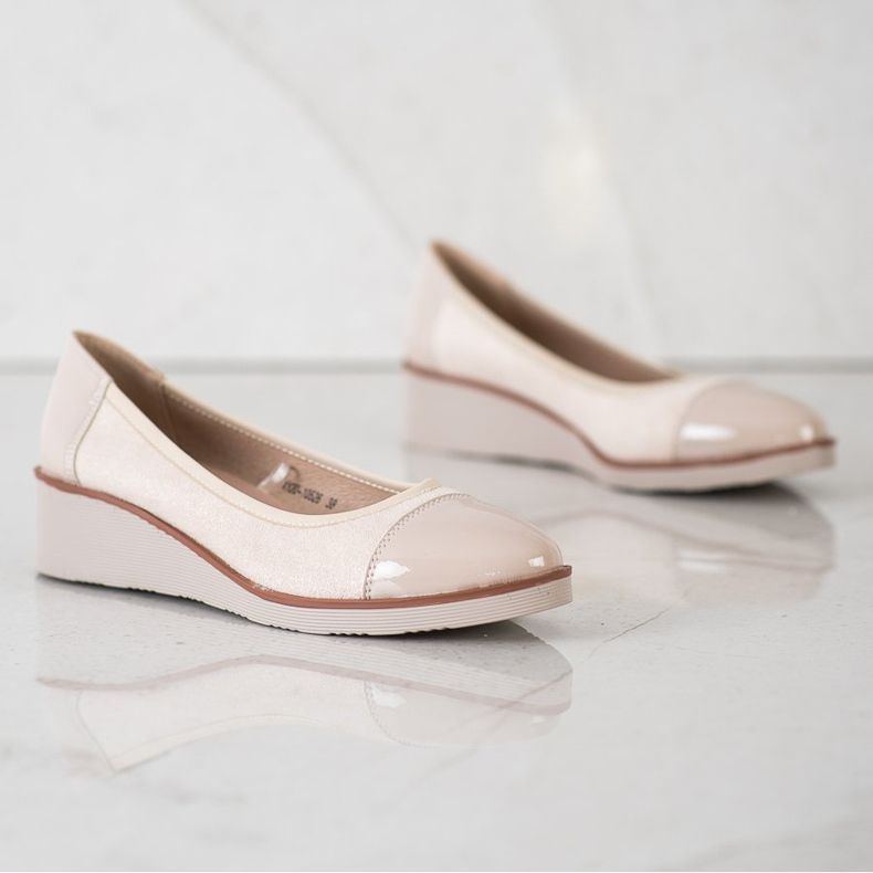Bailarinas de salto em cunha VINCEZA bege 1