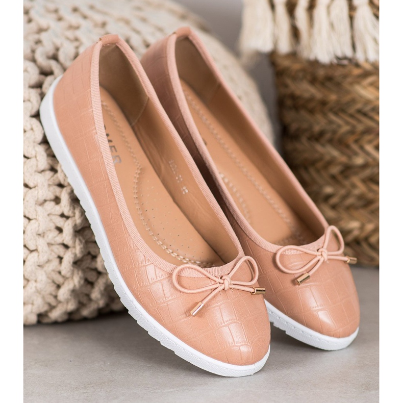 SHELOVET Bailarinas de couro ecológico castanho 2