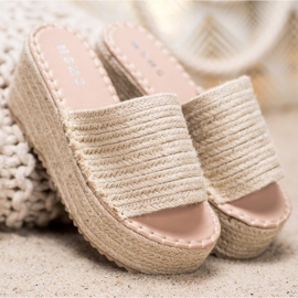 SHELOVET Chinelos de cunha trançada Ll909be bege 1