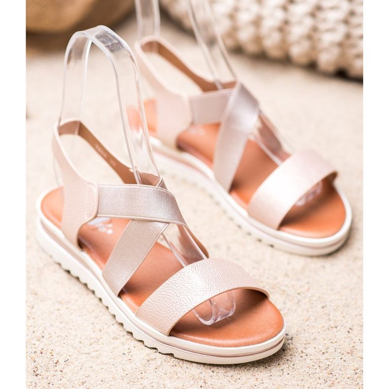 Weide Sandálias na plataforma bege dourado 1