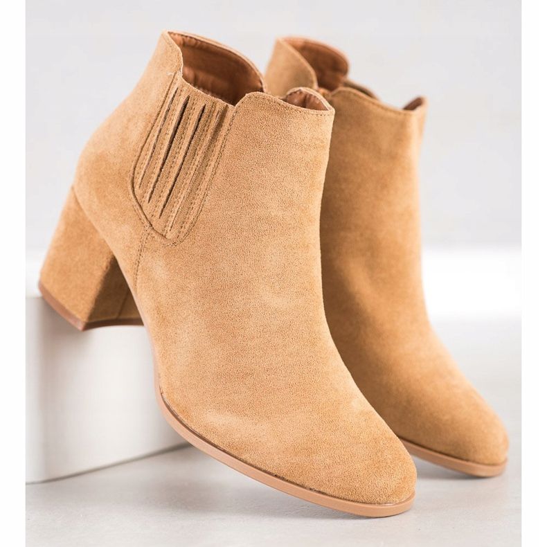 Bella Paris Botas Curtas de Camurça bege 2