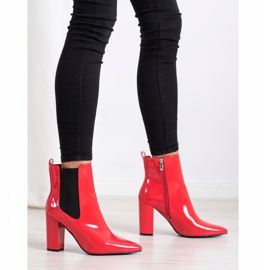 Yes Mile Botas Lacadas In Spitz vermelho 2