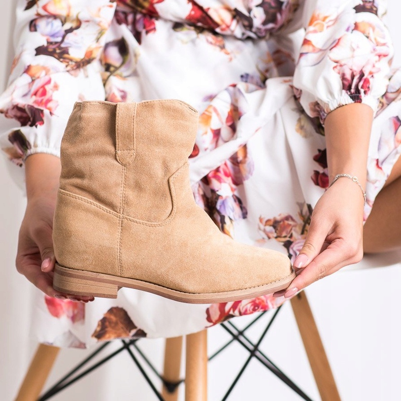 Seastar Botas de cowboy quentes na cunha bege 1