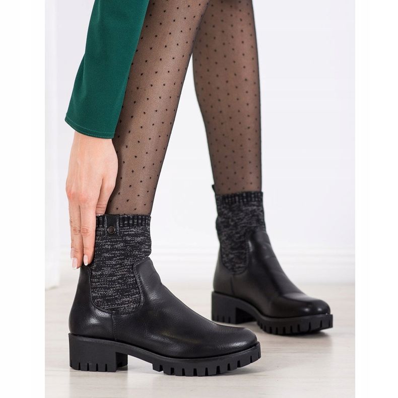 M.Daszyński Botas deslizantes na plataforma preto 1