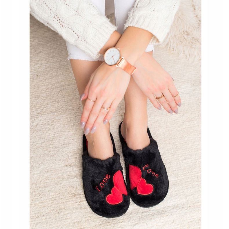 Bona Chinelos de amor quente preto vermelho 1