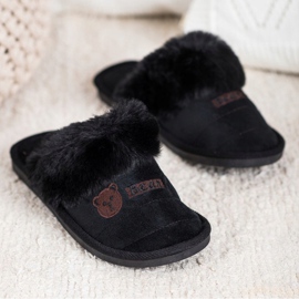 Bona Chinelos com pele de urso preto 1