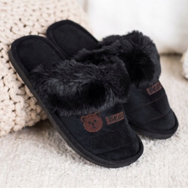 Bona Chinelos com pele de urso preto 2